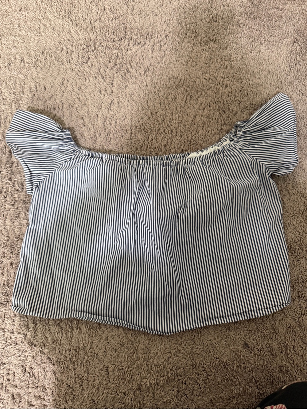 Zara Striped Blue and White Off-Shoulder Women's Top